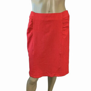 Lapis Casual Ruched Pencil Knit Skirt Women Size M Red Exposed Zipper Stretchy